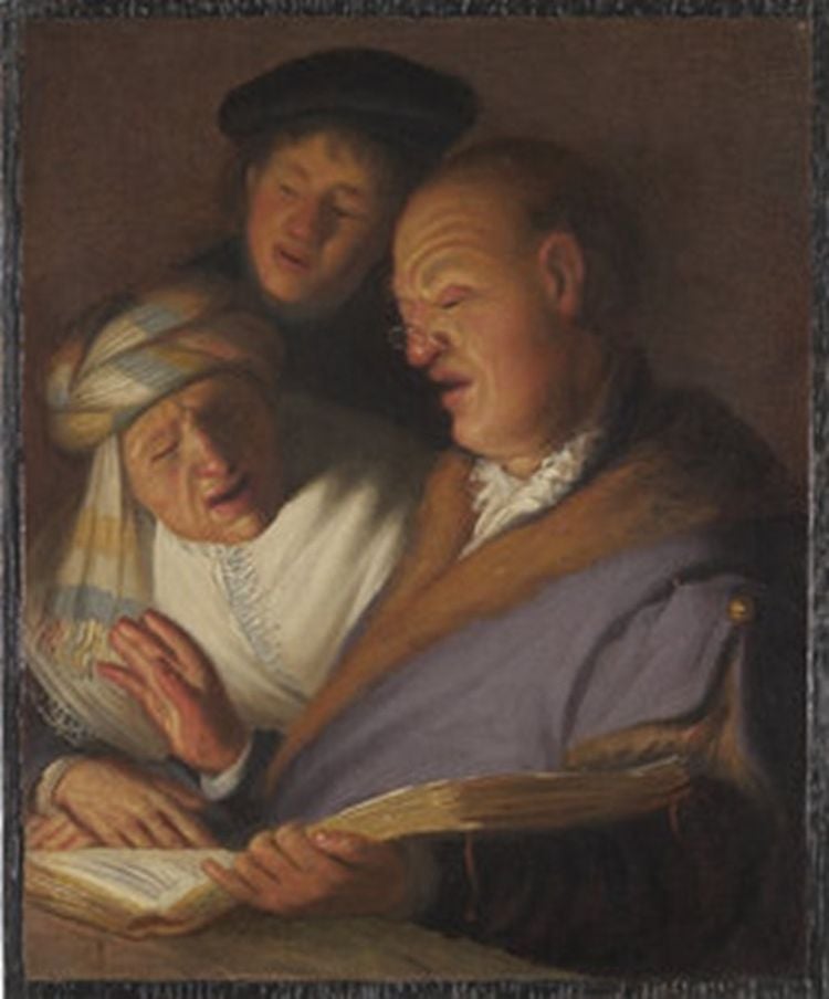 Schilderij de drie zangers van Rembrandt.