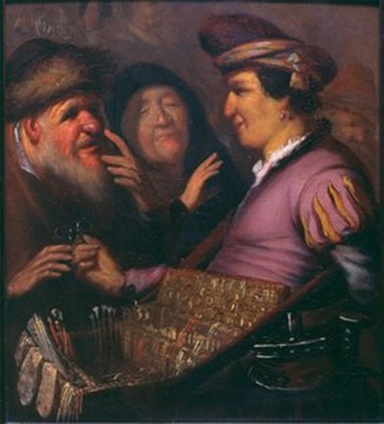 Schilderij de brillenverkoper van Rembrandt.