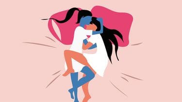 illustratie twee mensen in bed