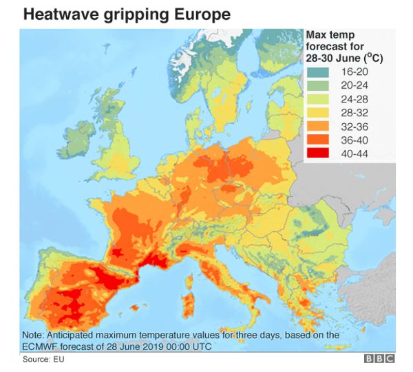 kaart hittegolf klimaatverandering